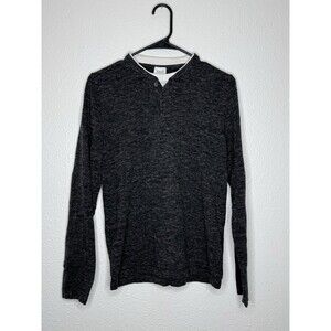 Celio Long Sleeve Henley Shirt Mens Size Small Gray Cotton Polyamide Basics